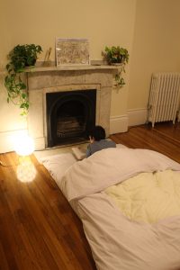Futon on Hardwood Flooring with no tatami mats